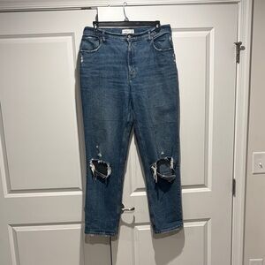 Abercrombie & Fitch Ripped Straight Leg Jeans - Blue